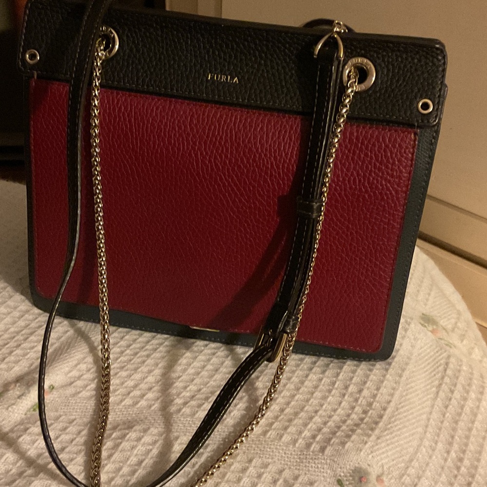 Furla Two-Tone Blue and Red Shoulder Bag